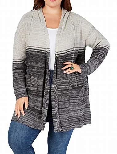 Plus Size Ombré Hooded Cardigan Wool Cardigan Cotton Cardigan Cashmere Cardigan