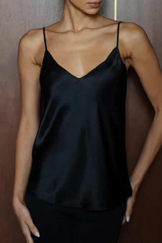 Gloria Silk Tank | Black mint tank top