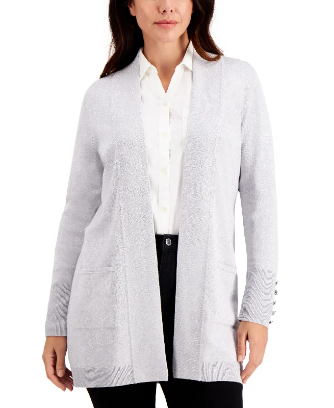 Petite Button Sleeve Flyaway Cardigan Elasticated Padded Insulated