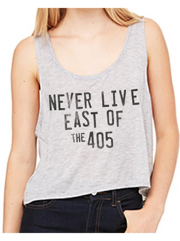 4th & Rose Never Live East of the 405 Womens Heather Grey Crop Tank lemon yellow tank