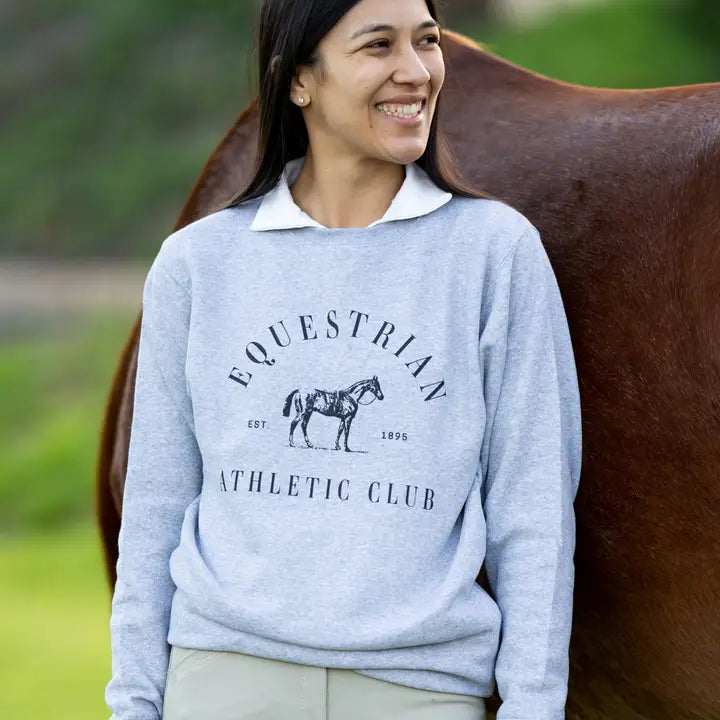 Equestrian Athletic Club Sweatshirt Hoodie with Monochrome Minimalist Simple