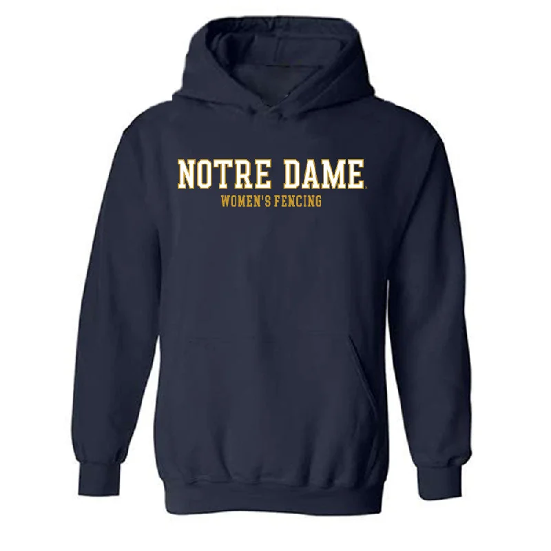 Notre Dame - NCAA Women's Fencing : Atara Greenbaum - Classic Fashion Shersey Hooded Sweatshirt Hoodie with Exposed Zipper Edgy Industrial