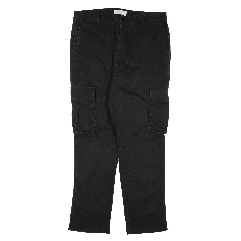 PIER ONE Cargo Trousers Black Regular Straight Womens W33 L26 Trousers versatile all-occasion