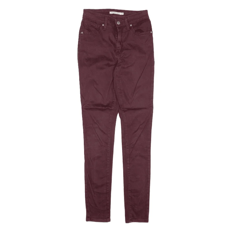 LEVI'S 721 High Rise Trousers Maroon Slim Skinny Womens W24 L30 Wide Leg Loose Fit Mid Waist