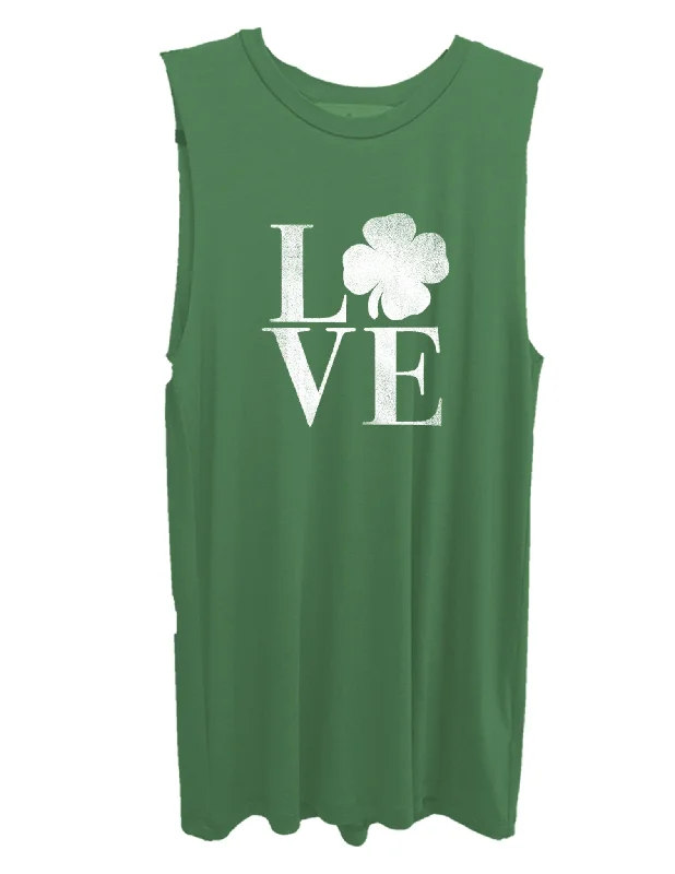 4th & Rose "Love" Shamrock Graphic Tank glitter tank top