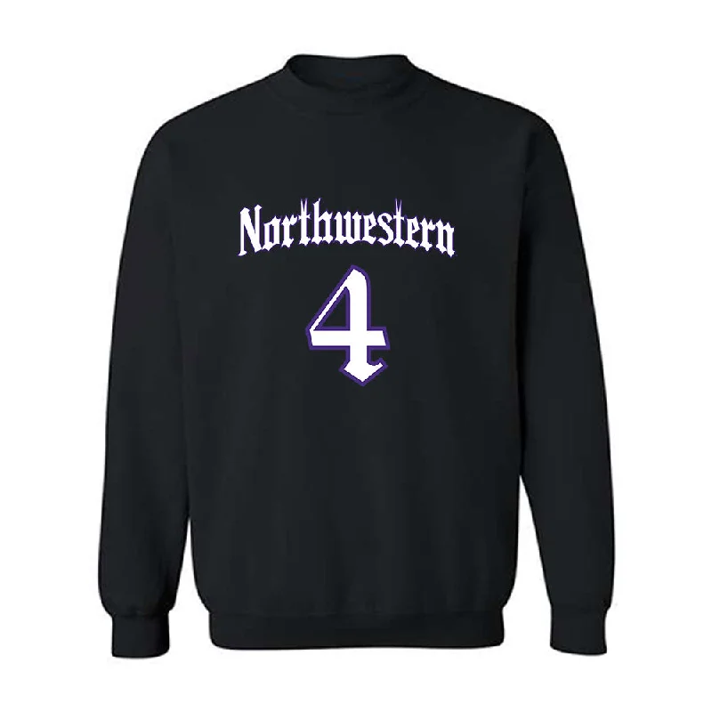 Northwestern - NCAA Women's Fencing : Athina Kwon - Crewneck Sweatshirt Hoodie with Hem Contrast Bold Stylish