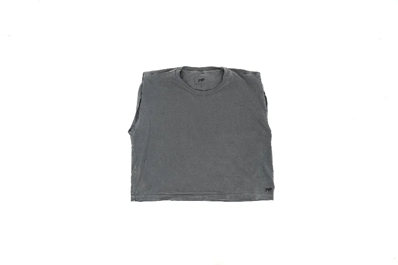 Garment Dyed Womans Tank - Faded Charcoal metallic tank top