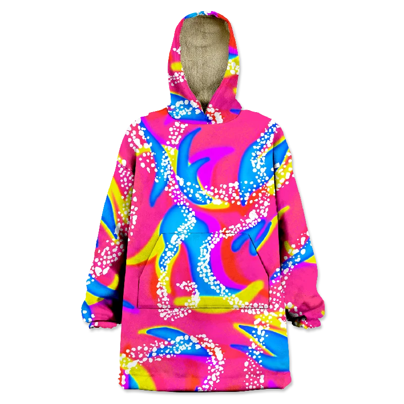 90's Neon Wearable Blanket Hoodie Hoodie with Embroidery Detailed Premium