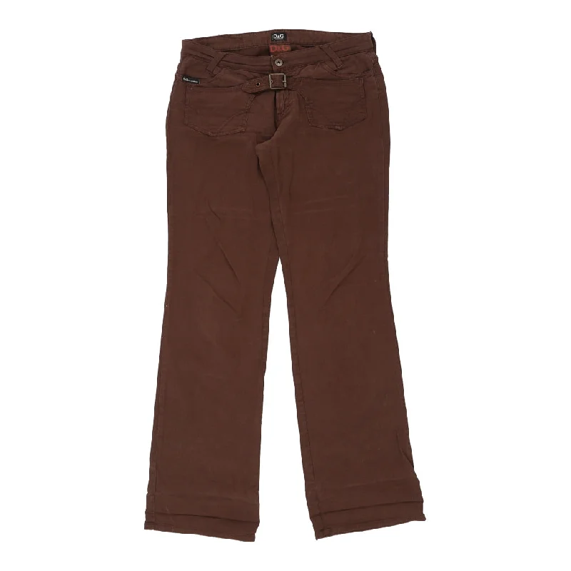 Dolce & Gabbana Trousers - 34W UK 12 Brown Cotton Blend Trousers Silk Elegant