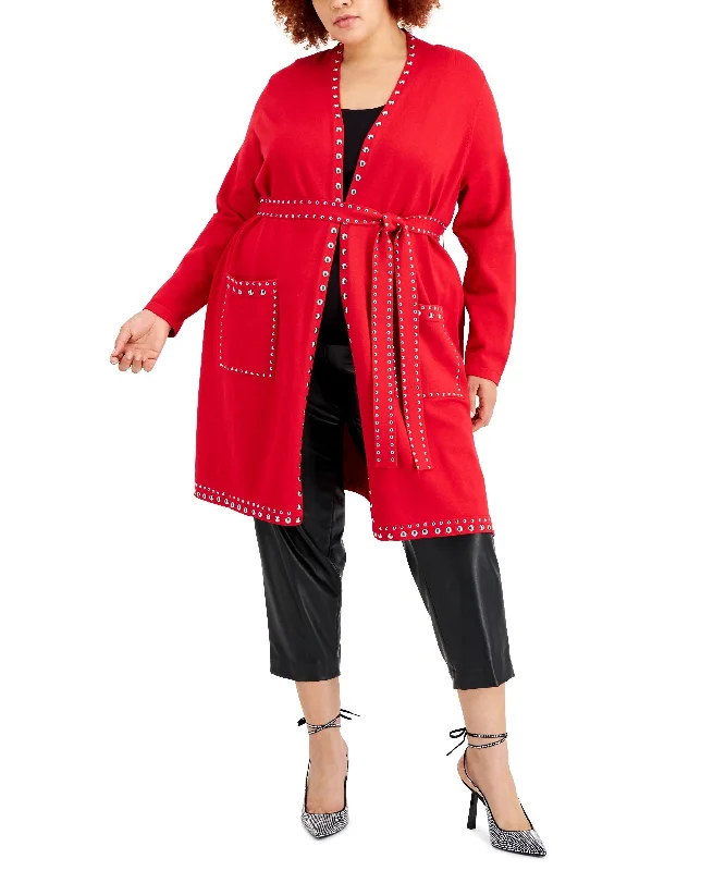 International Concepts Plus Size Studded Cardigan Zippered Front Buttoned Front Snap Front