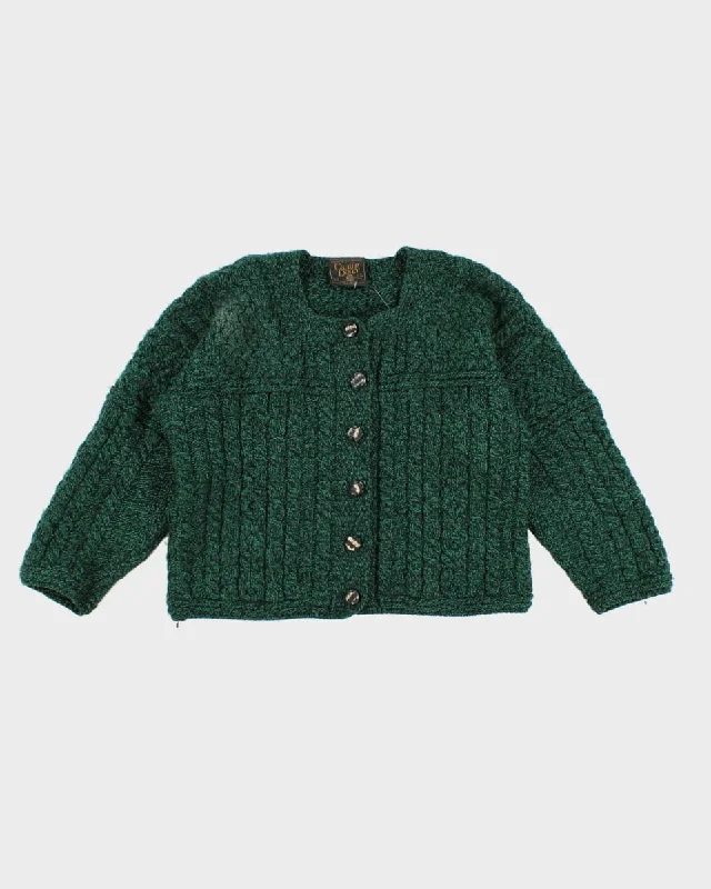 Vintage Carraig Donn Green Wool Cardigan - S Slim Fit Regular Fit Oversized