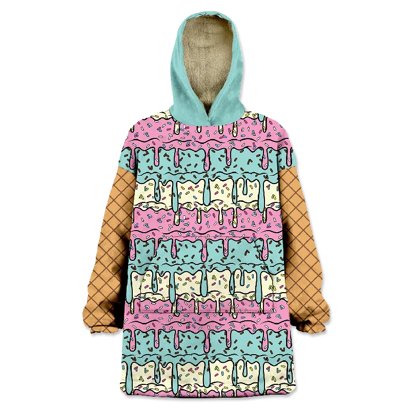 Ice Cream Drip Wearable Blanket Hoodie Hoodie with Stripes Bold Sporty