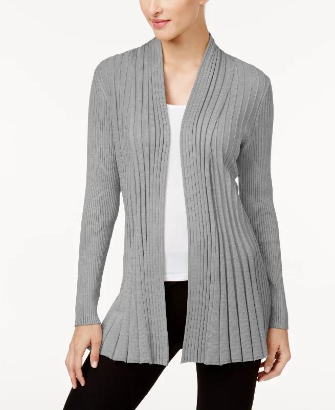 NY Collection Ribbed Open Front Cardigan Slim Fit Regular Fit Oversized