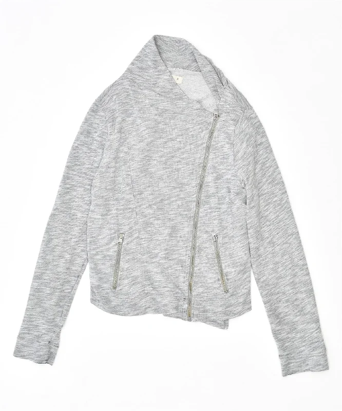 HOLLISTER Womens Cardigan Sweater UK 12 Medium Grey Cotton Stylish Fashionable Trendy