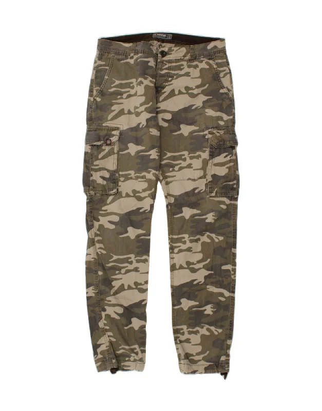 VINTAGE Womens Slim Cargo Trousers IT 46 Large W31 L32 Khaki Camouflage Trousers Tapered Slim Fit