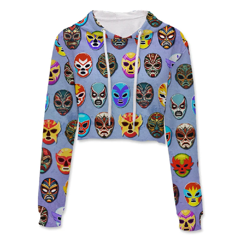 Lucha Libre Mask Crop Hoodie Graphic Hoodie Design Print