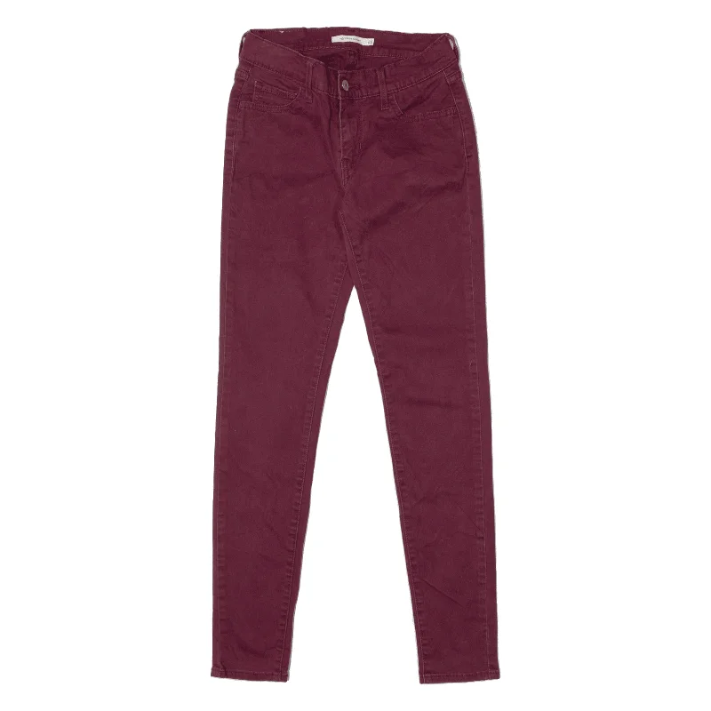 LEVI'S 710 Trousers Maroon Slim Skinny Womens W26 L30 Trousers Pleated Formal