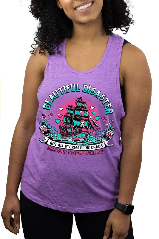 Storm Twistback Tank - Purple sequin tank top