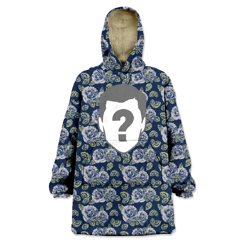 Vintage Floral Custom Wearable Blanket Hoodie Hoodie with Bell Sleeves Flared Feminine