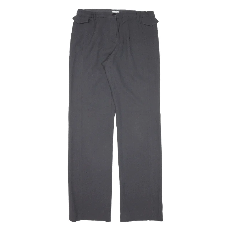 ARMANI Collezioni Trousers Grey Loose Straight Wool Womens W31 L33 Trousers Yoga Stretchy