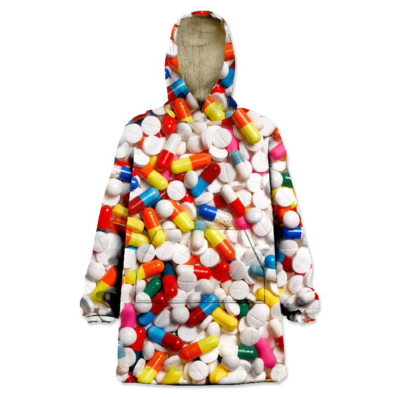 Pills Wearable Blanket Hoodie Hoodie with Hood Adjustable Protection