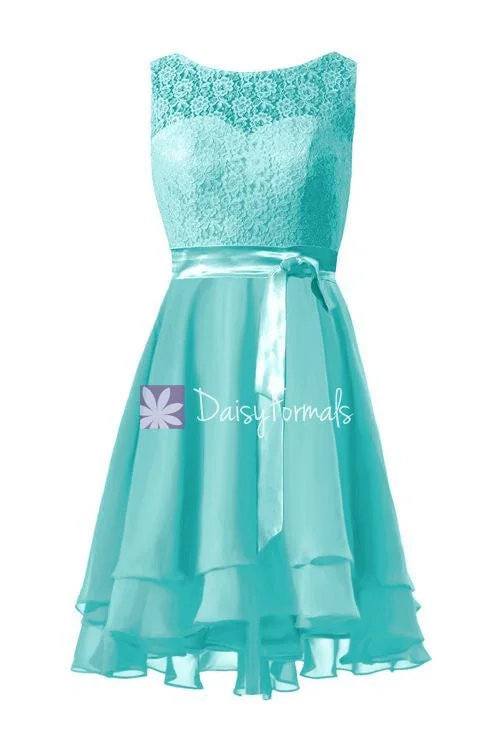 Beautiful Aqua Blue Lace Party Dress Turquoise High Low Formal Dress Bridesmaids Dress (BM43230) Tunics Wedding white