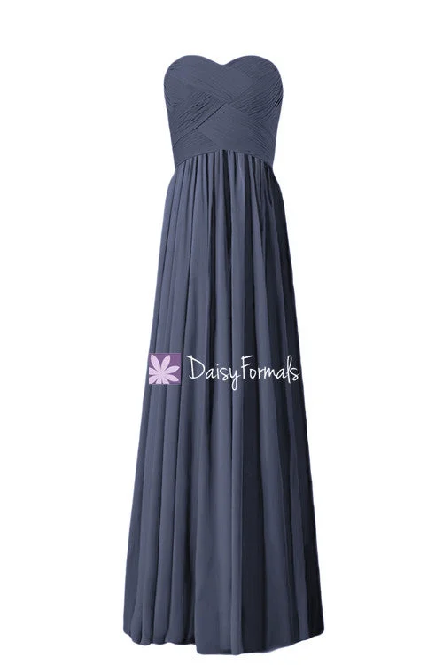 Beautiful Navy Chiffon Party Dress Long Sweetheart Bridesmaids Dress Formal Dress (BM1426L) Tunics Versatile stylish