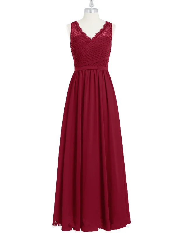 Burgundy Long Chiffon Bridesmaid Dress Party Dress Tunics Party sparkling