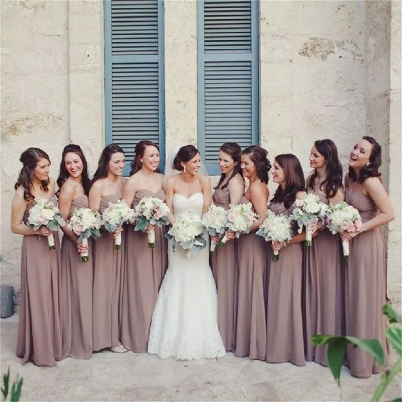 Chiffon Custom Cheap Sweetheart Simple Most Popular Bridesmaid Dress, Wedding Party Dresses , WG234 Off-the-shoulder Chic Trendy