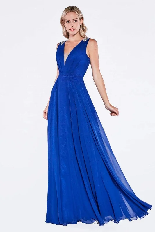 Cinderella Divine - Beaded Plunging Ruched Evening Dress Tunics Sale discount