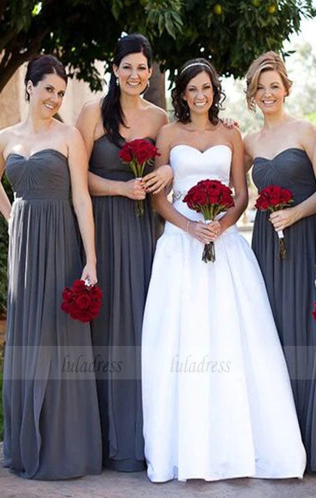 elegant sweetheart chiffon bridesmaid dress,simple chiffon wedding party dress Tunics Formal black