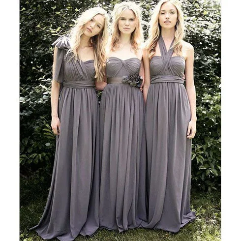 gray bridesmaid dresses long convertible chiffon a line cheap wedding party dresses 2020 vestido de festa Tunics Fall fleece