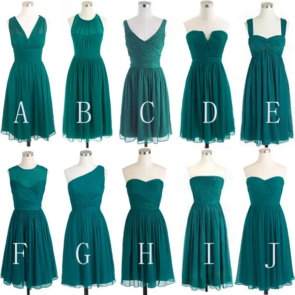 hunter green bridesmaid dresses short mismatched chiffon cheap custom wedding party dresses 2020 Tunics Review highly