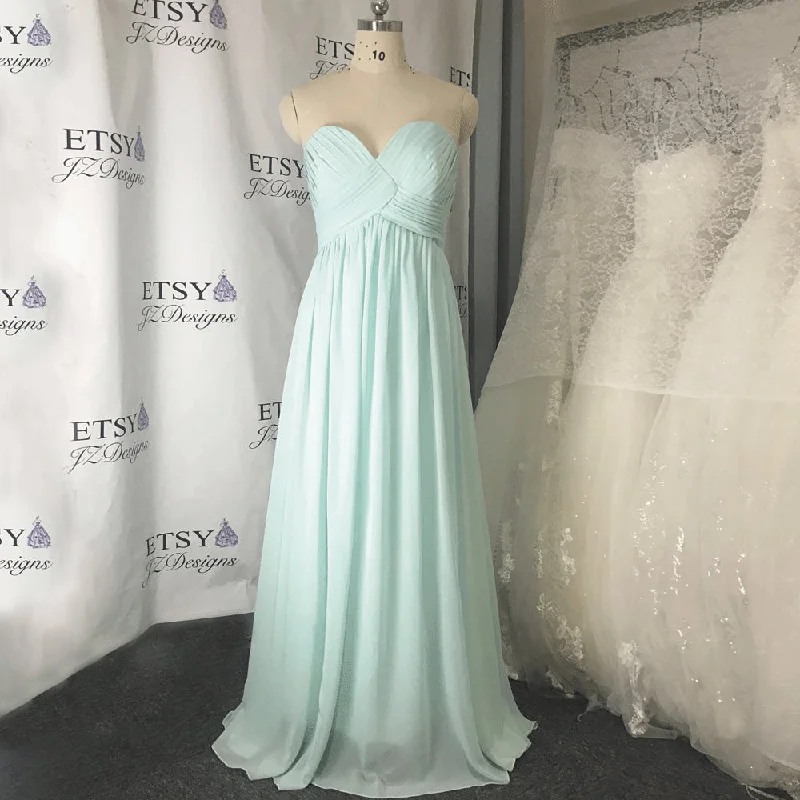 light blue bridesmaid dresses long 2020 chiffon cheap custom elegant wedding party dresses Tunics Solid Classic