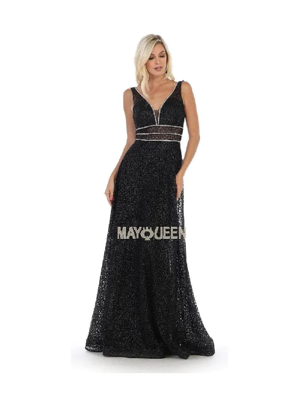 May Queen MQ1623 - Embellished A-line Evening Dress Halter Neckline Beach