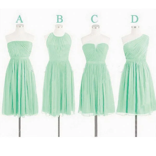 mint green bridesmaid dresses short 2020 chiffon mismatched a line cheap wedding party dresses 2020 Tunics Denim casual