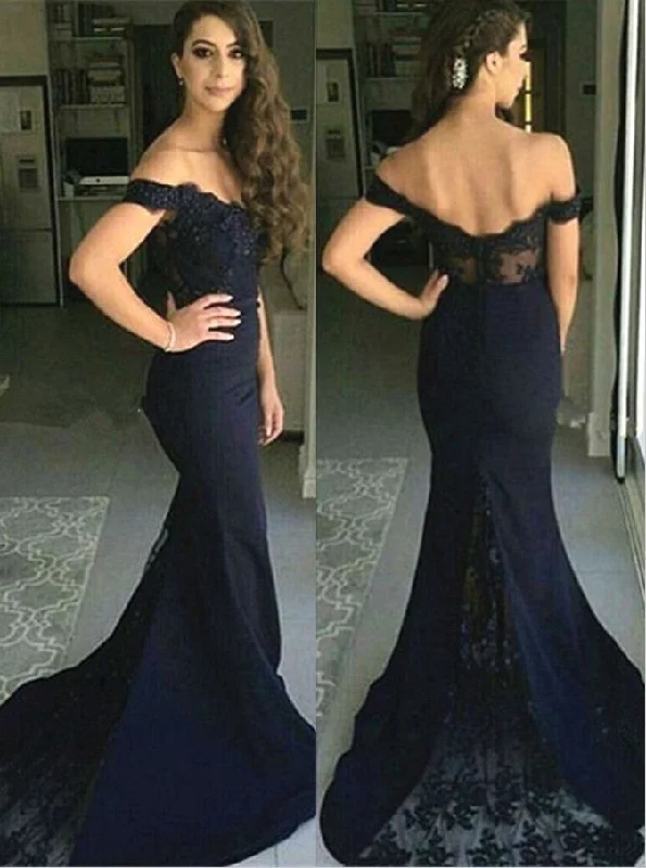 Navy Mermaid Prom Dress, Bridesmaid Dresses, Evening Dress, Dance Dresses, Graduation School Party Gown Tunics Designer luxury