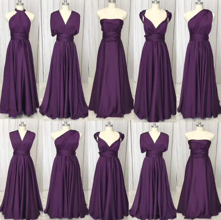 purple bridesmaid dresses long 2019 cheap convertible satin custom a line wedding party dress 2020 Tunics Canvas sturdy