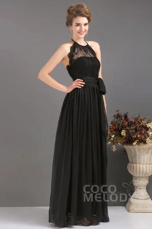 Sheath-Column Floor Length Chiffon Evening Dress COUF13007 Boatneck Modish Everyday