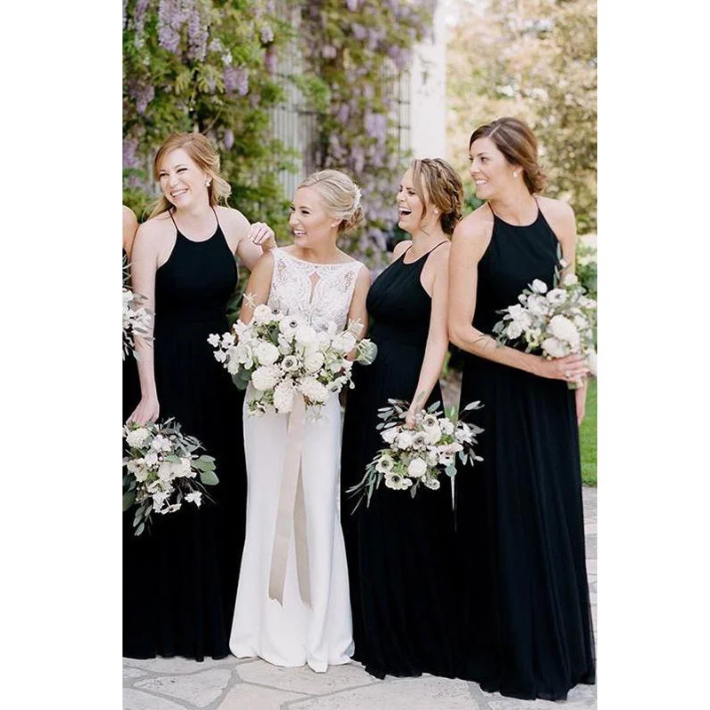 Simple Custom Made Popular Halter Long Bridesmaid Dresses, Wedding Party Dresses, WG521 Tunics Stylish modern