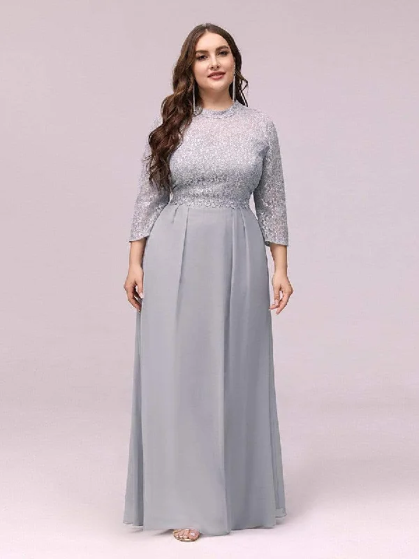 Stylish Plus Size A-Line Chiffon Evening Dress with Lace Tunics Custom made