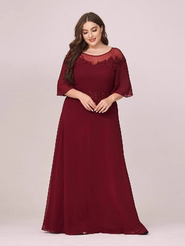 Women's Fluttering A-Line Chiffon Plus Size Evening Dress Tunics Fall fleece