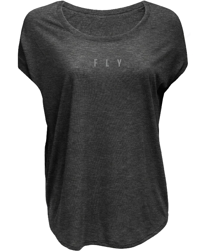 FLY RACING Women's Fly Breezy Tee Dark Grey Heather 2x 356-00412X Jersey Fabric Tulle Fabric Batik Fabric