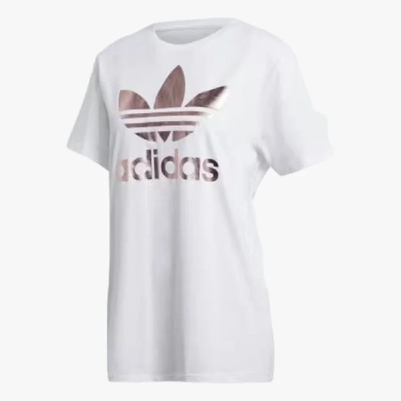 adidas Womens Boyfriend Short Sleeve Tee White Foil Embroidered Appliqued Beaded