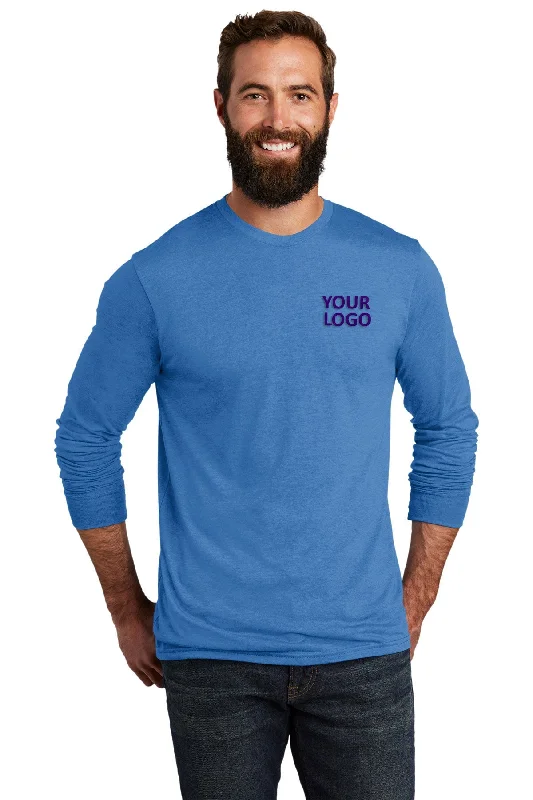 Allmade Unisex Tri-Blend Custom Long Sleeve Tee, Azure Blue Spandex Blend Rayon Blend Denim Blend