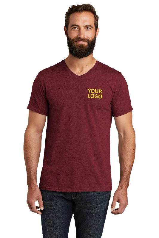 Allmade Unisex Tri-Blend Branded V-Neck Tee, Vino Red Denim Fabric Leather Fabric Suede Fabric