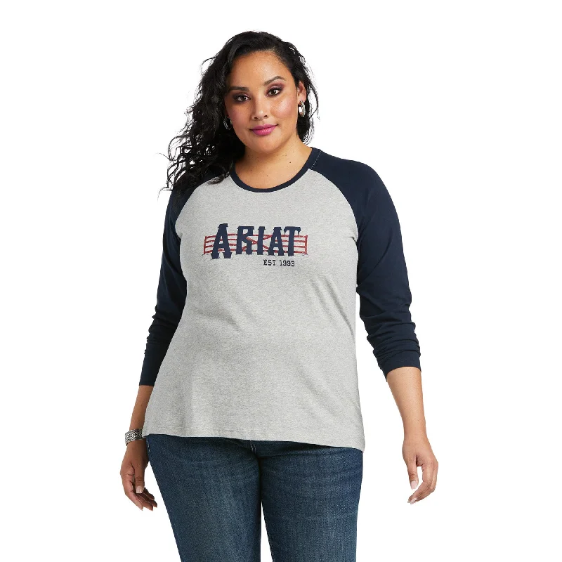 Ariat Ladies REAL Graphic Heather Grey T-Shirt 10038061 Fleece Fabric Down Fabric Feather Fabric