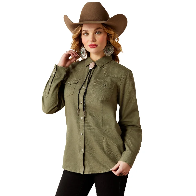 Ariat Ladies REAL Jurlington Sea Spray Snap Button Shirt 10053948 Solid Print Embellished