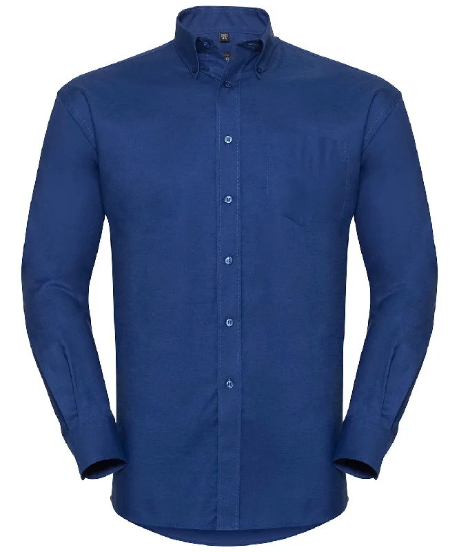 Bright Royal - Long sleeve easycare Oxford shirt Anti-Pilling Machine Wash Handmade