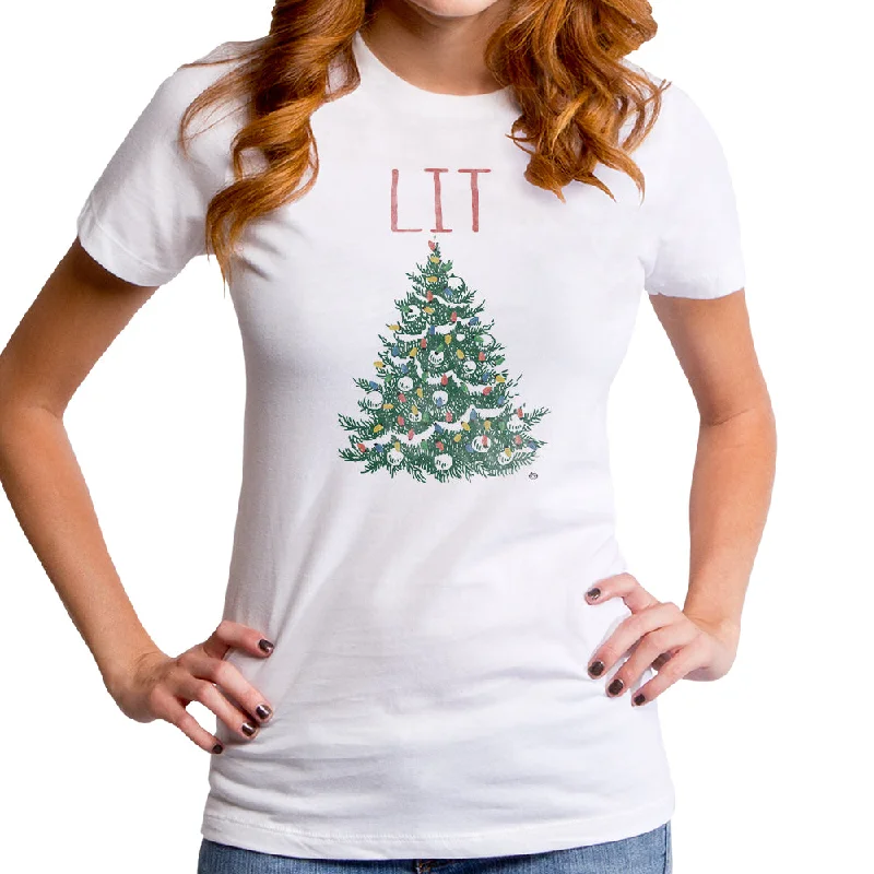 Lit Tree Women's T-Shirt Satin Blend Silk Blend Wool Blend